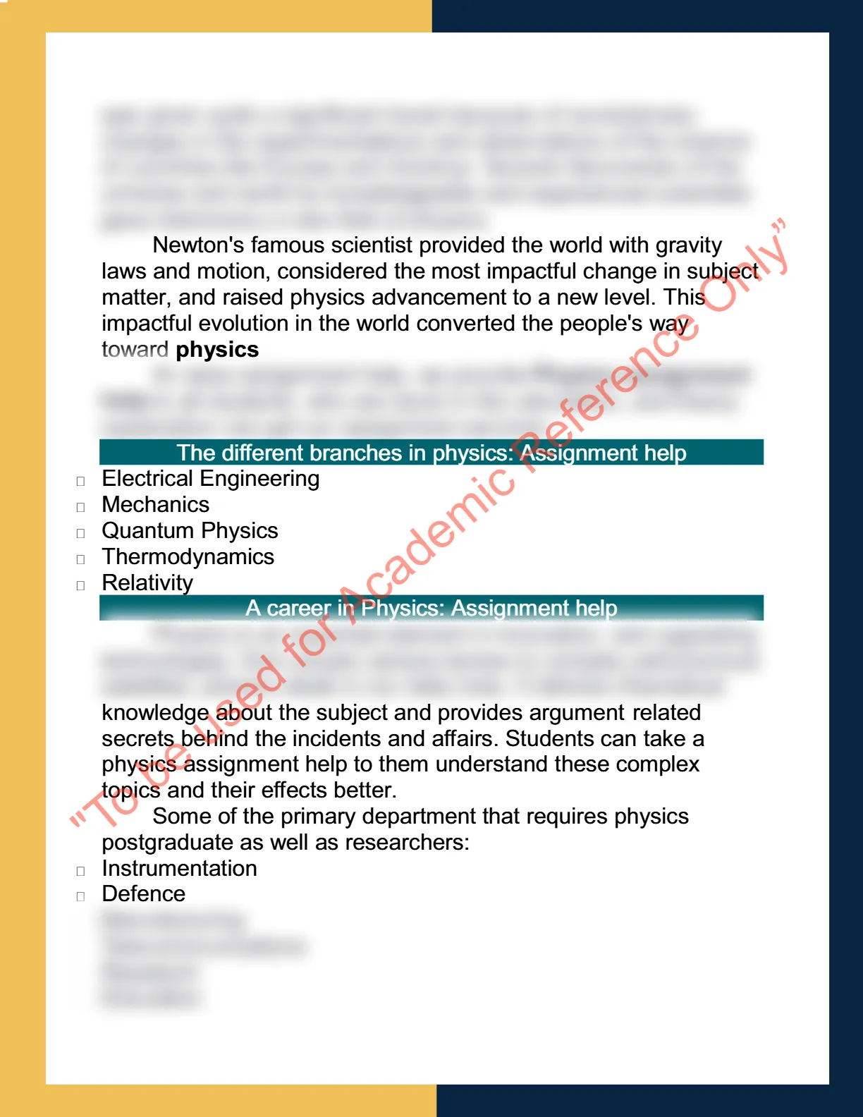 Physics Assignment sample 1